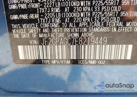 2014 Subaru Xv Crosstrek 2.0I Limited z USA, uszkodzony, nr VIN JF2GPAGC7E8219449